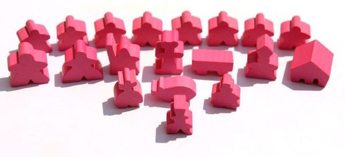 Carcassonne: Meeple - komplettes Spielfiguren-Set (19 Figuren) HOLZ Pink