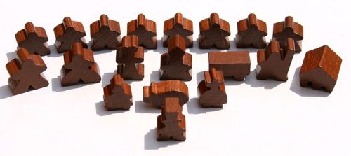 Carcassonne: Meeple - komplettes Spielfiguren-Set (19 Figuren) HOLZ Braun